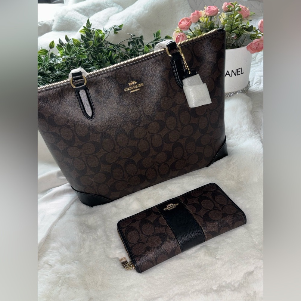 New COACH Purse bag Wallet Set Monogram Classic luxury style , LARGE CITY TOTE